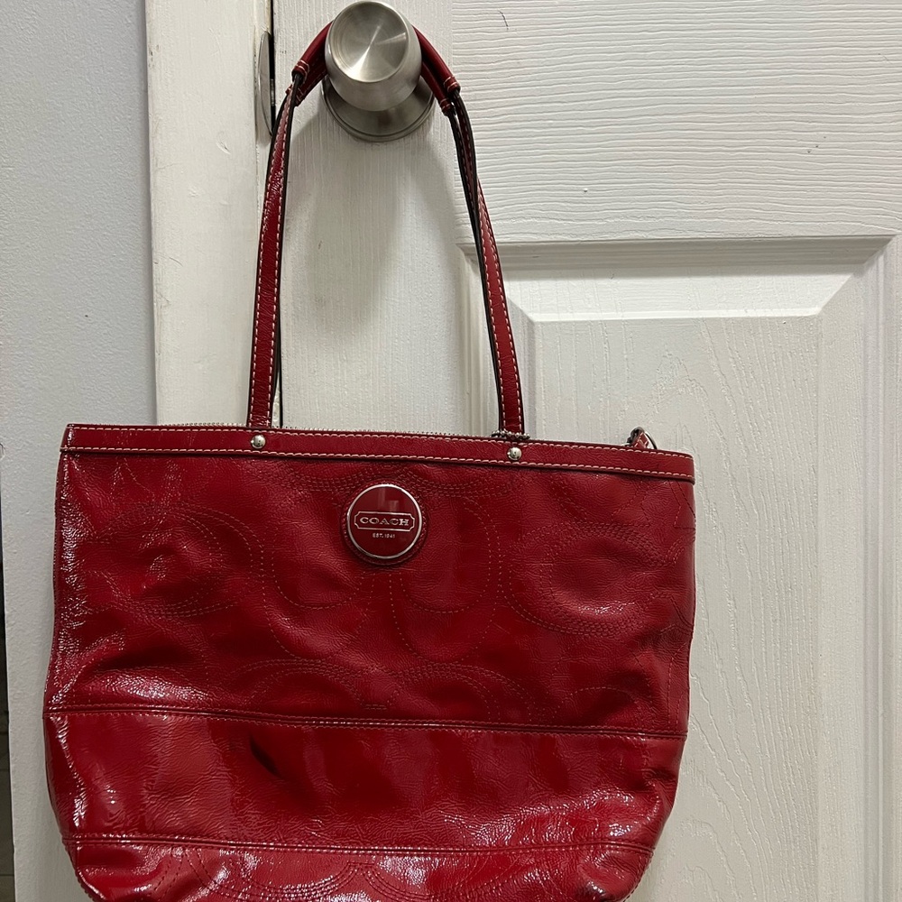 Coach Cherry Red Leather Tote